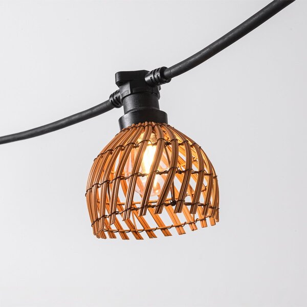 Illu Lichterkette mit Rattan-Look - dunkle Holzfarbe
