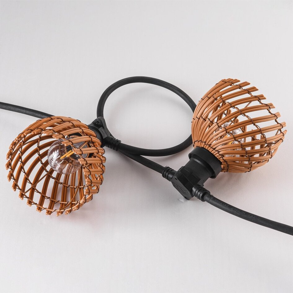 Illu Lichterkette mit Rattan-Look - dunkelbraun
