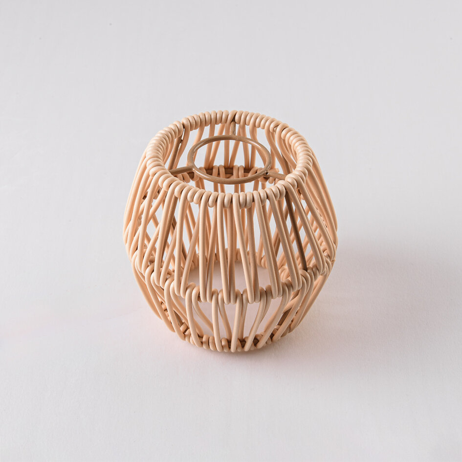 Schirm für Illu-Lichterketten-Lampen mit hellen Rattan-Look-Abdeckung