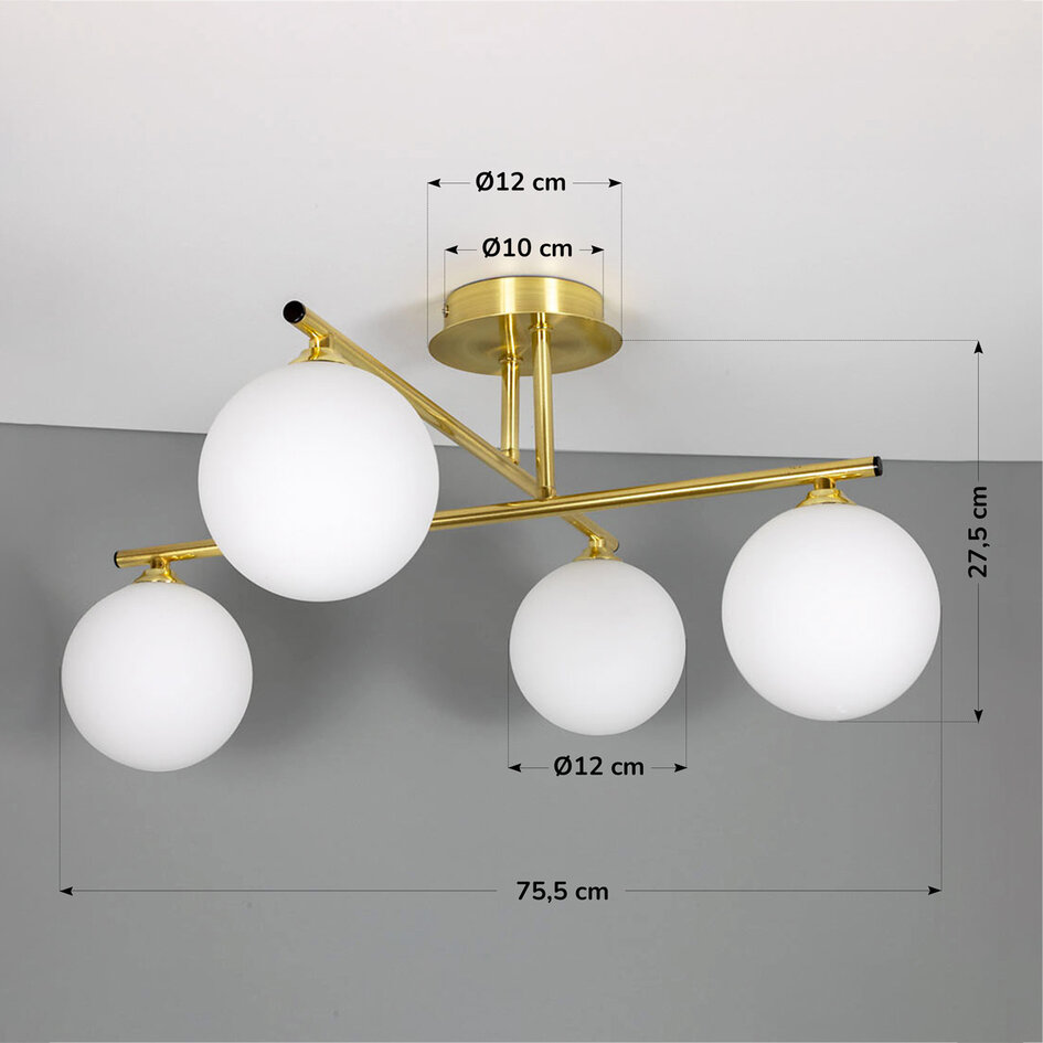 Elegante Deckenleuchte, 4-flammig Gold - Nymo