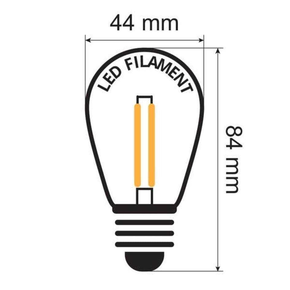 Illu Lichterkette, 1 Watt LED Filament Glühlampe, weißes Kabel, 10-50 Meter
