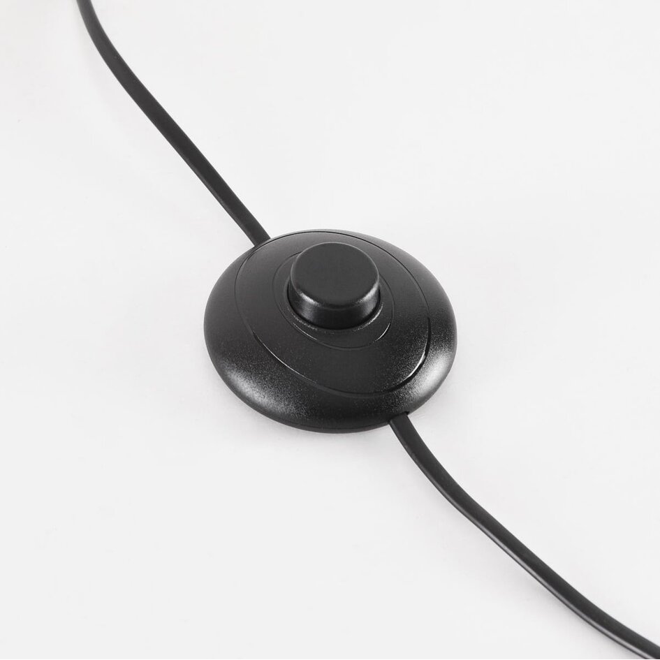 Moderne Bogenlampe Tatsu mit gefaltetem Stoffschirm und beigem Gestell