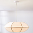 Moderne Pendelleuchte Ovala mit beigem Leinenschirm und braunen Akzenten Ø70 cm