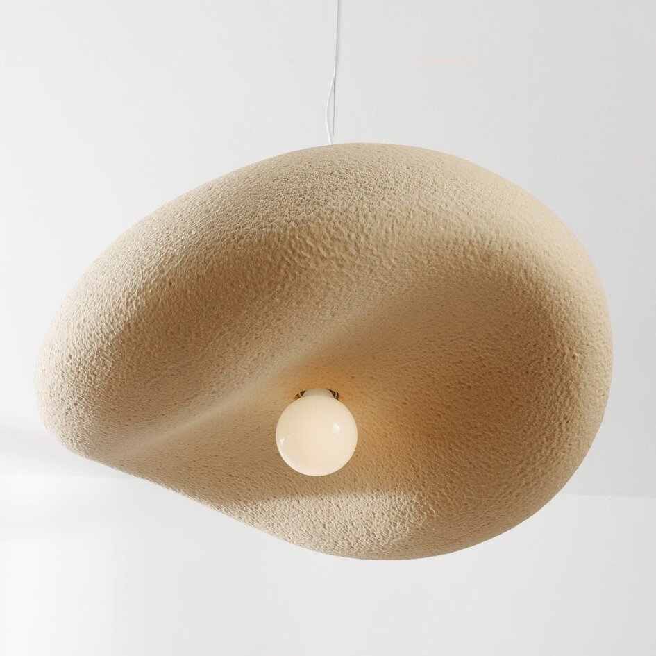 Wabi Sabi Hängelampe Kawa mit sandbeigem Steineffekt – 60 x 55 cm