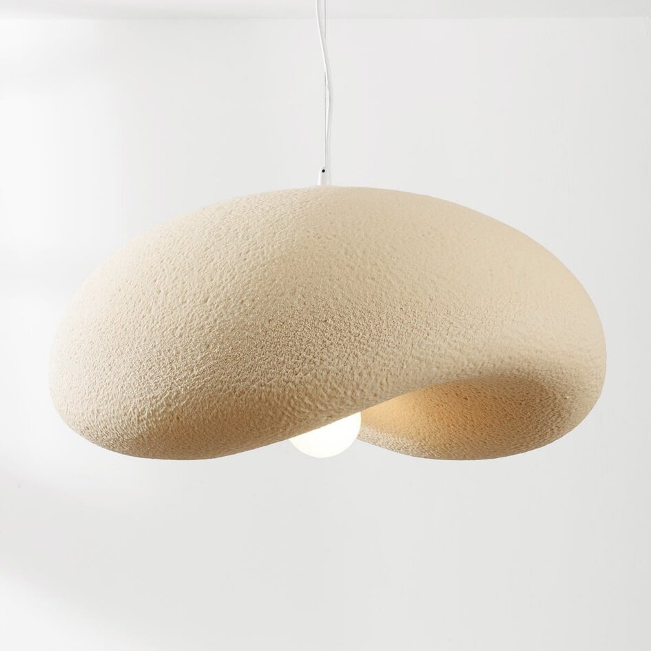 Wabi Sabi Hängelampe Kawa mit sandbeigem Steineffekt – 60 x 55 cm