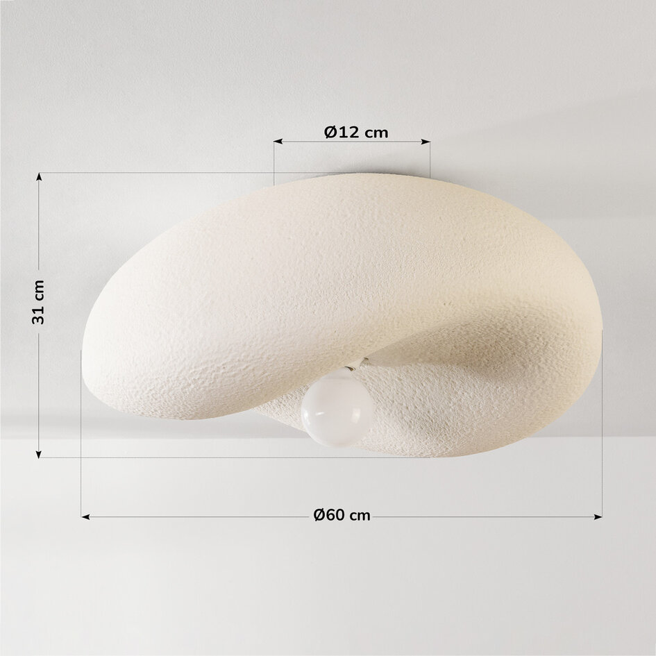 Wabi Sabi Deckenleuchte Kawa mit weißem Steineffekt – 60 cm