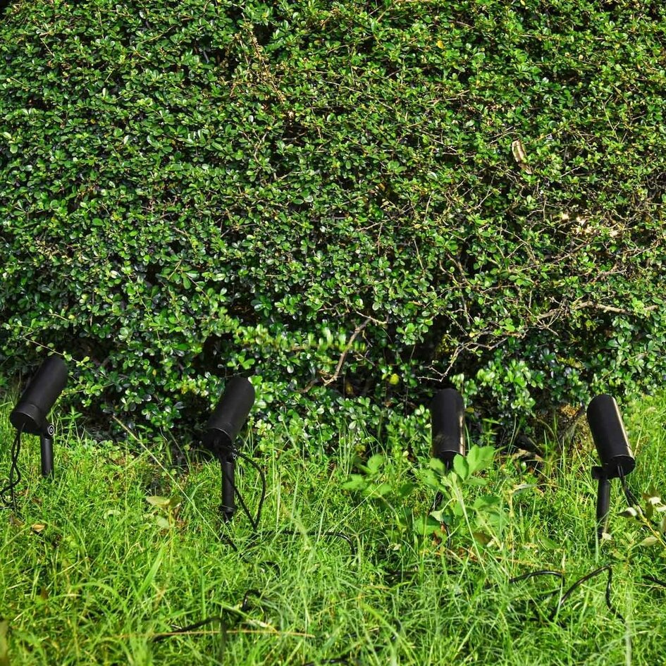 Set mit 4 modernen, schwenkbaren Gartenstrahlern mit Fernbedienung – schwarz