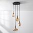 Retro-Design-Hängelampe Calypso mit vier amber Glas-Kappen