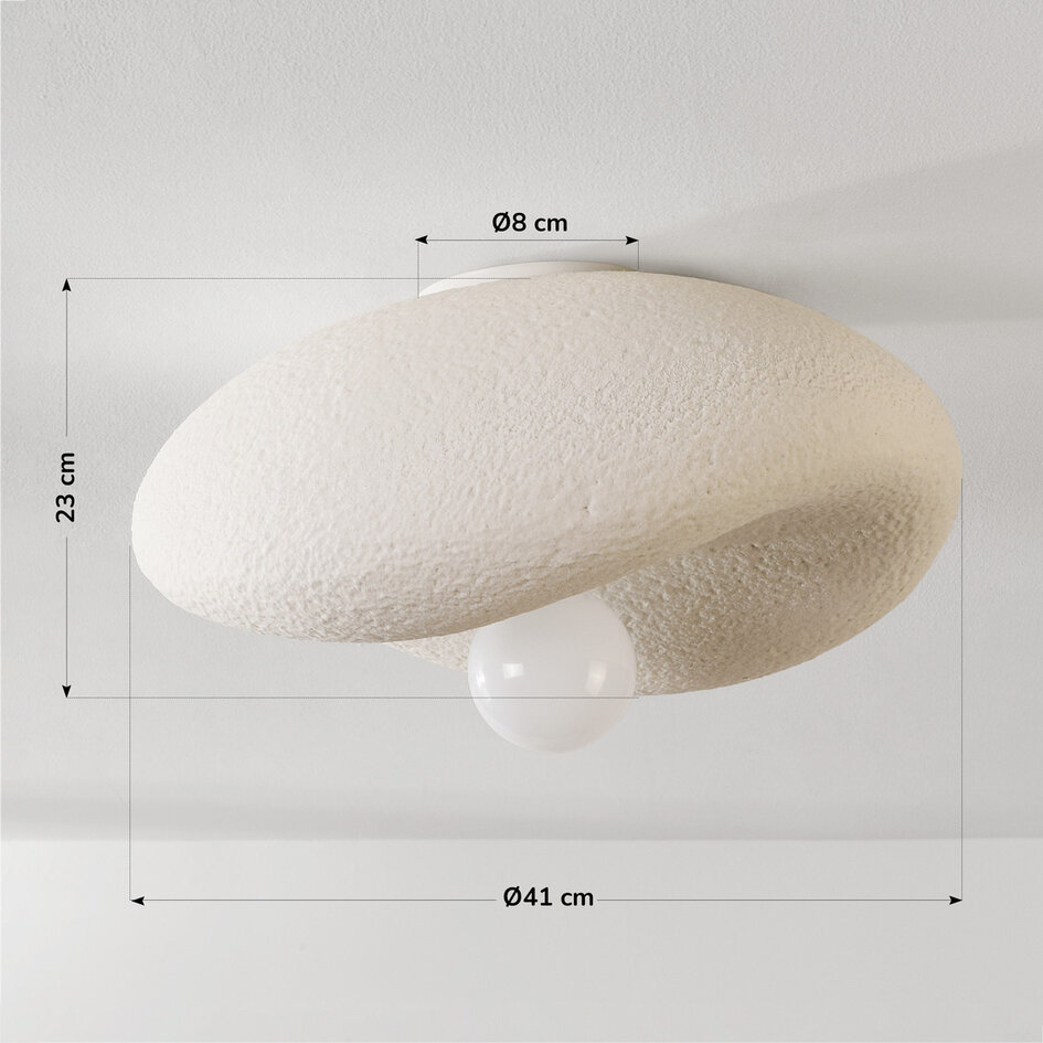 Wabi Sabi Deckenleuchte Kawa mit weißem Steineffekt – 41 cm