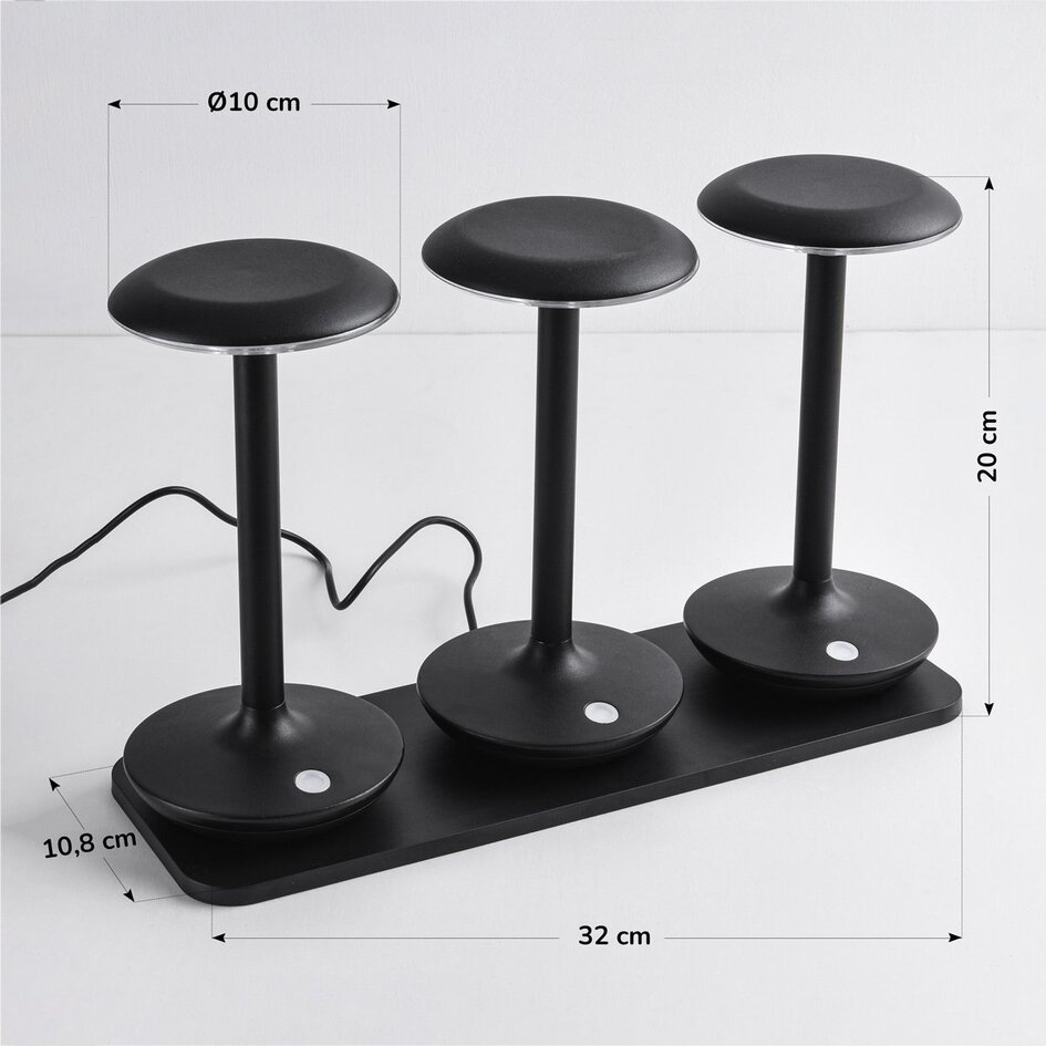 Set aus 3 kabellosen Tischlampen mit einstellbarer Lichtfarbe und Ladestation – Charge