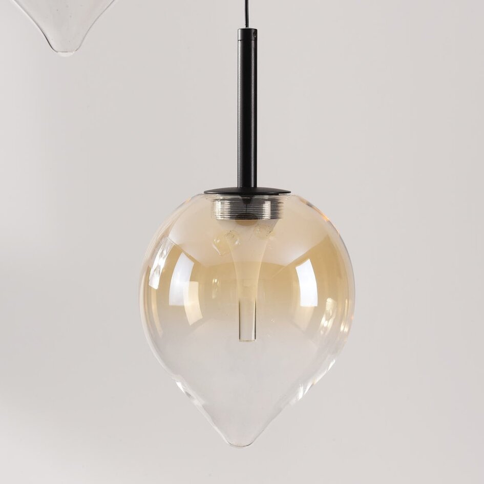 Moderne Hängelampe Drop mit amber Glas und integrierter LED, 3-stufig dimmbar