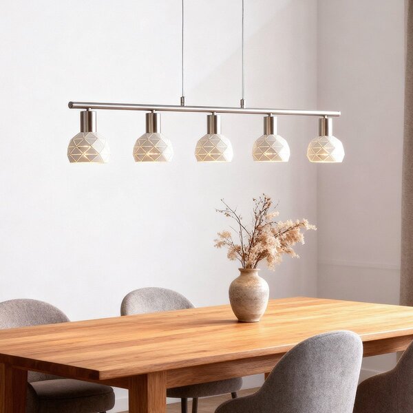 Moderne Pendelleuchte mit 5 Lampen weiß - Alabaster