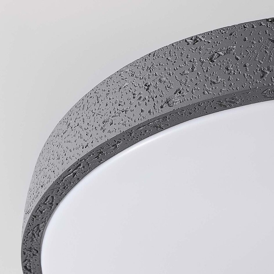 Moderne Deckenleuchte Arvid mit dunkelgrauer Steineffekt, 3-stufig dimmbar Ø40 cm