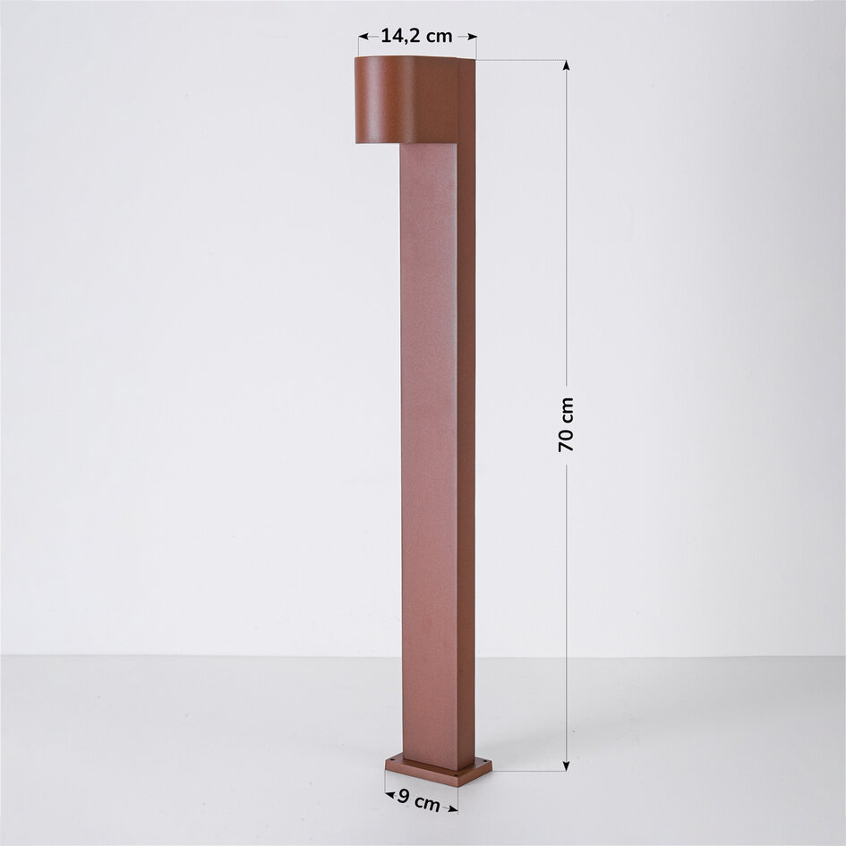 Industrielle Sockelleuchte Simone, 70 cm - Rostbraun