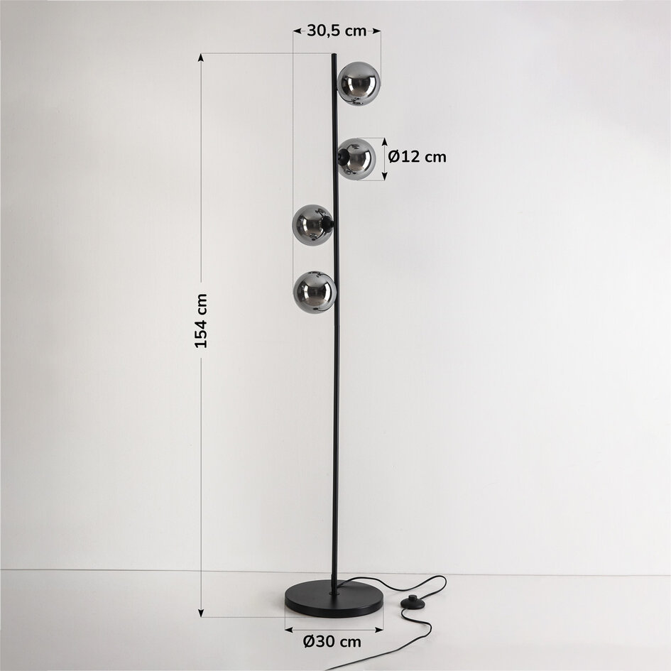 Stehleuchte Pippa 4-flammig - Rauchglas