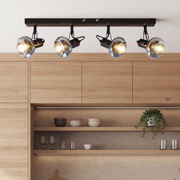 Deckenleuchte mit Rauchglas, 4-flammig - Elsa