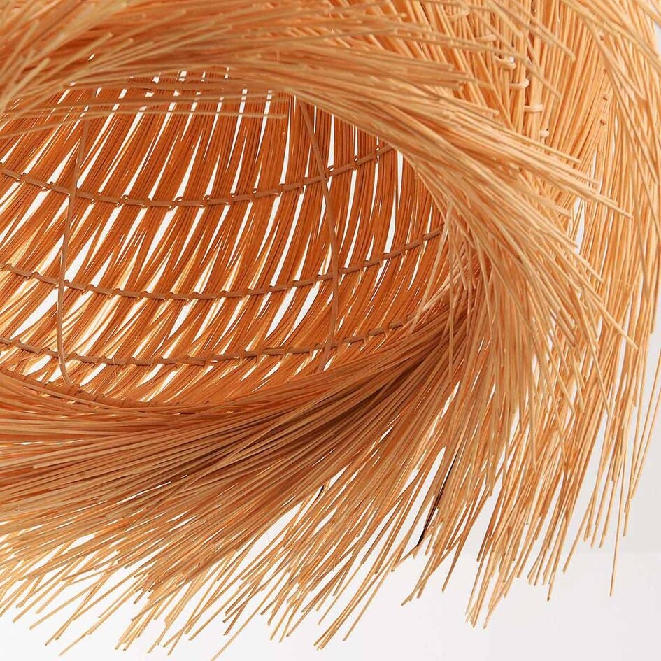 Boho-Hängelampe Yori aus Rattan mit verspieltem Fransen Design – Ø40 cm