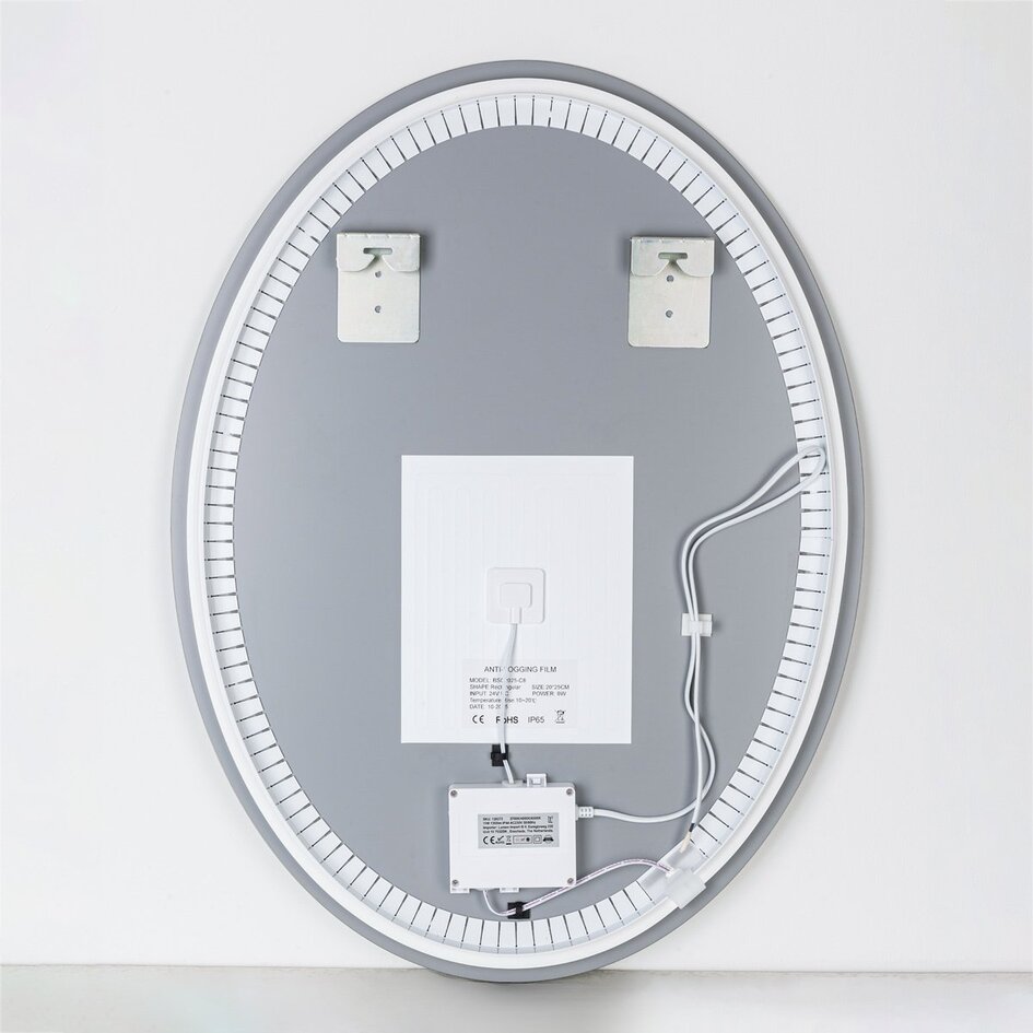 Badezimmerspiegel Illura 60 x 80 cm mit dimmbaren LEDs, Berührungssensor, einstellbaren Farben und Spiegelheizung