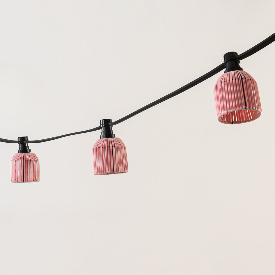 Lampenschirme für Illu-Lichterketten-Lampen mit Rattan-Look – pink