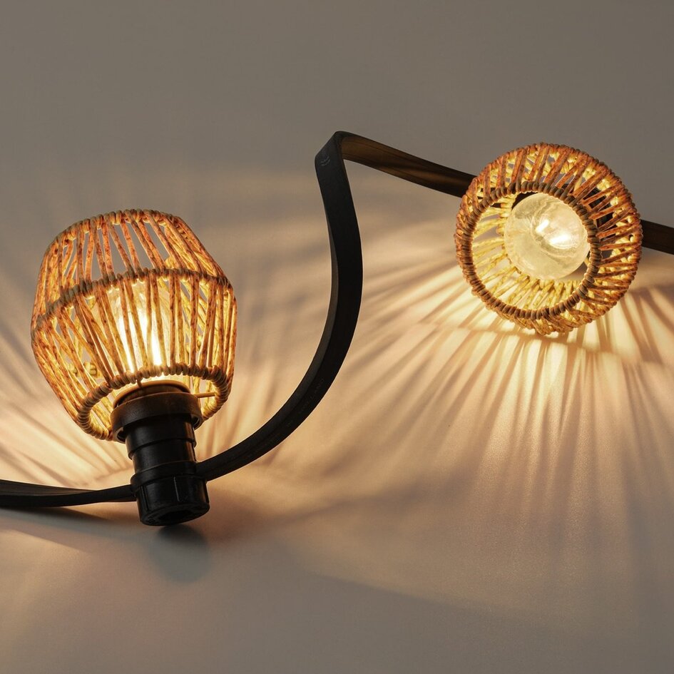 Schirm für Illu-Lichterketten-Lampen, Rattan-Optik - meliert gelbbraun