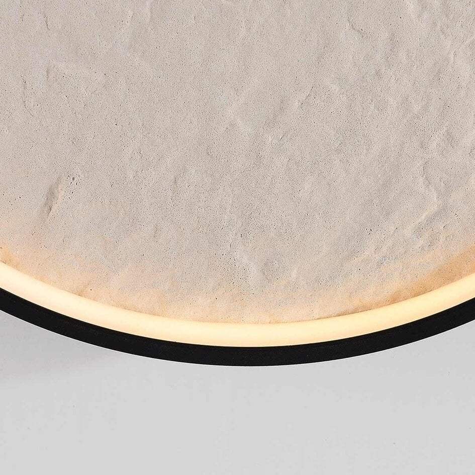 Deckenleuchte Cercul Ø40 cm schwarz mit cremefarbenem Steineffekt – 3-stufig dimmbar