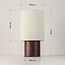 Tischlampe Koja mit Walnussoptik und Stoffschirm