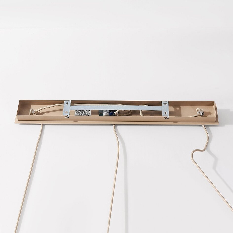 3-flammige Hängelampe Carrizo in Beige mit gewebtem Papierseil