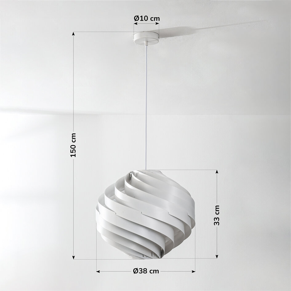 Weiße Hängelampe Perla mit geschichtetem Design aus Eisen