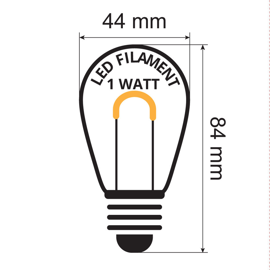 Illu Lichterkette, 1 Watt dimmbare LED Glühlampen. U-förmig, 5-100 Meter