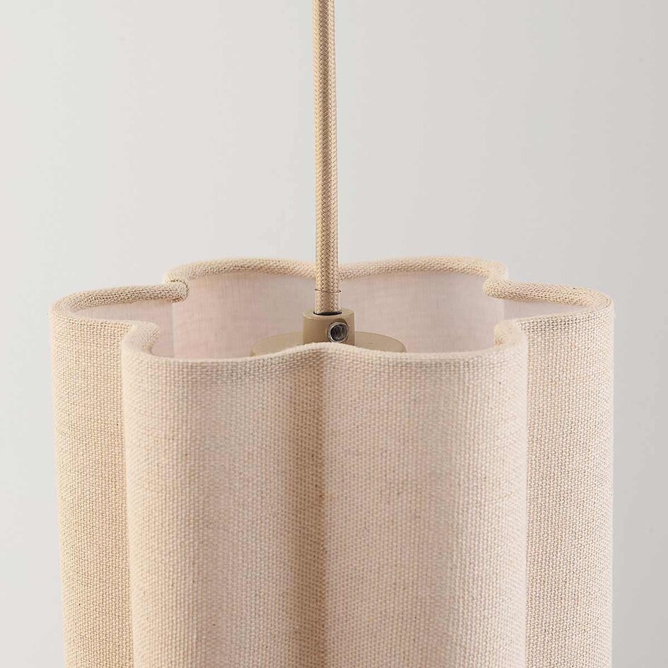 3-flammige moderne Hängelampe Orza aus beigem Leinen