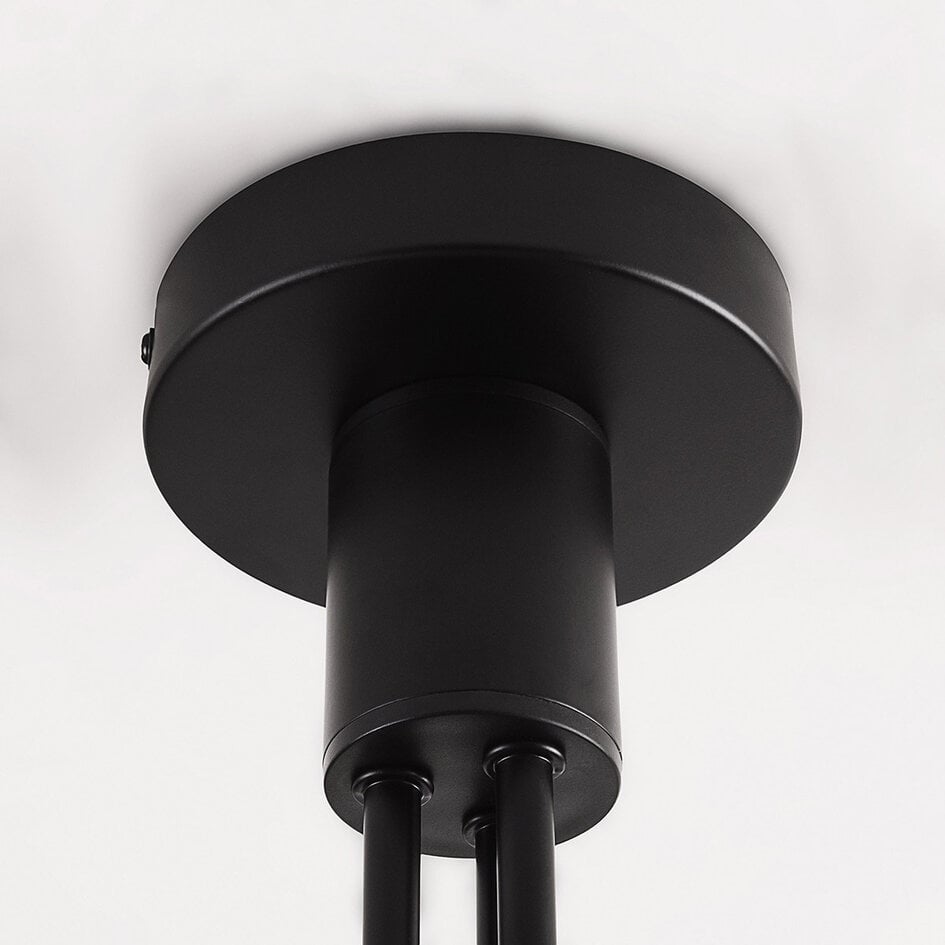 Deckenleuchte Leon in Schwarz mit amber Glas, 6-flammig