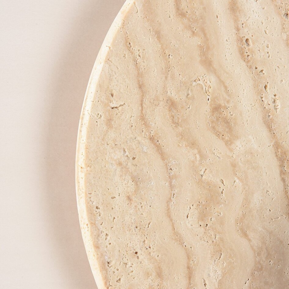 Wandleuchte Sira mit verstellbarem Spot aus Travertin (Naturstein) und Holz inkl. Philips Lichtquelle