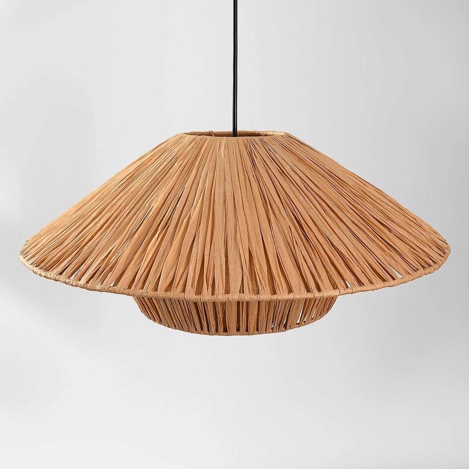 Hängelampe Raffina aus geschichtetem Raffia-Papier