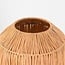 Tischlampe Aruna aus Raffiabaumfasern mit beigem Metallfuß