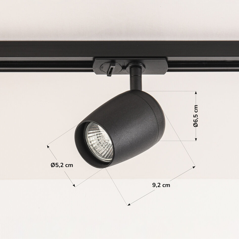 Schienenspots 1-phasig Kimi – schwarz