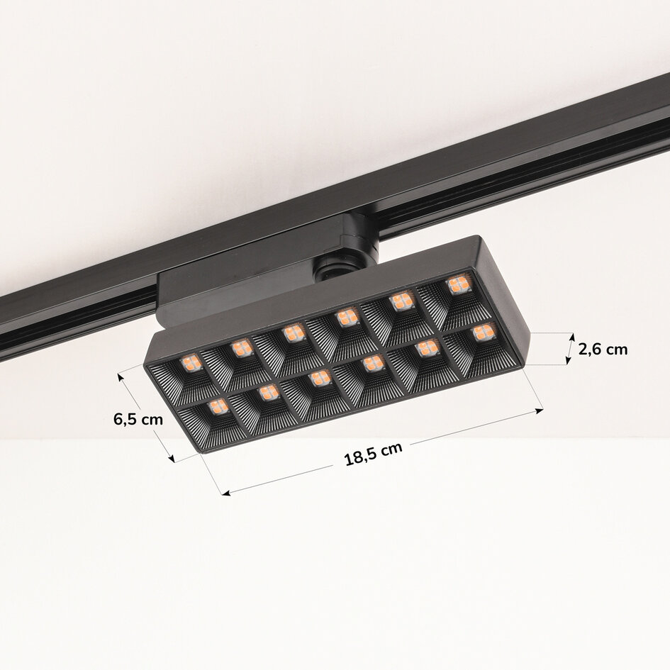 20W Schienenspots 1-phasig Varo mit integrierten LEDs in 3000K oder 4000K – schwarz
