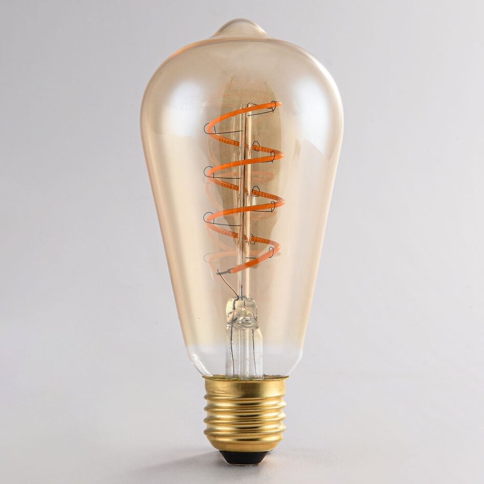 4W Lampe mit vertikaler Spirale, 1800K, amber, Ø60 - dimmbar