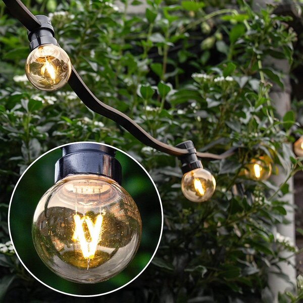 2 Watt Outdoor-Lichterkette mit dreieckigen Filament LED-Lampen - Option dimmbar