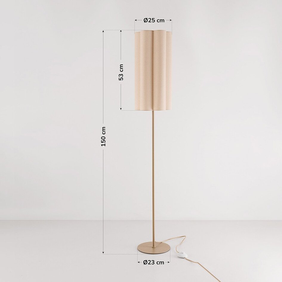 Moderne Stehleuchte Oia mit Leinenkappe in Beige