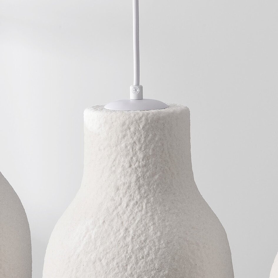 Wabi Sabi Pendelleuchte Hikari mit weißem 3-Licht-Schirm