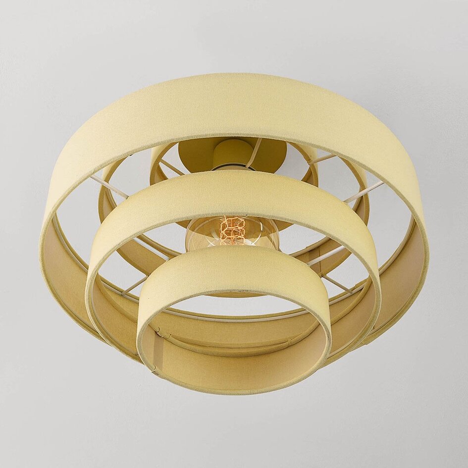 Deckenleuchte Mavro cremebeige mit geschichtetem Stoffschirm