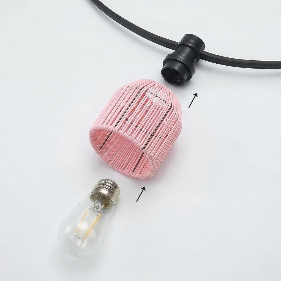 Lampenschirme für Illu-Lichterketten-Lampen mit Rattan-Look – pink