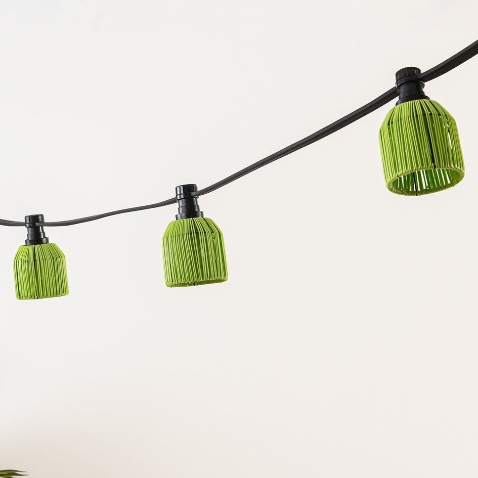 Lampenschirme für Illu-Lichterketten-Lampen mit Rattan-Look – grün