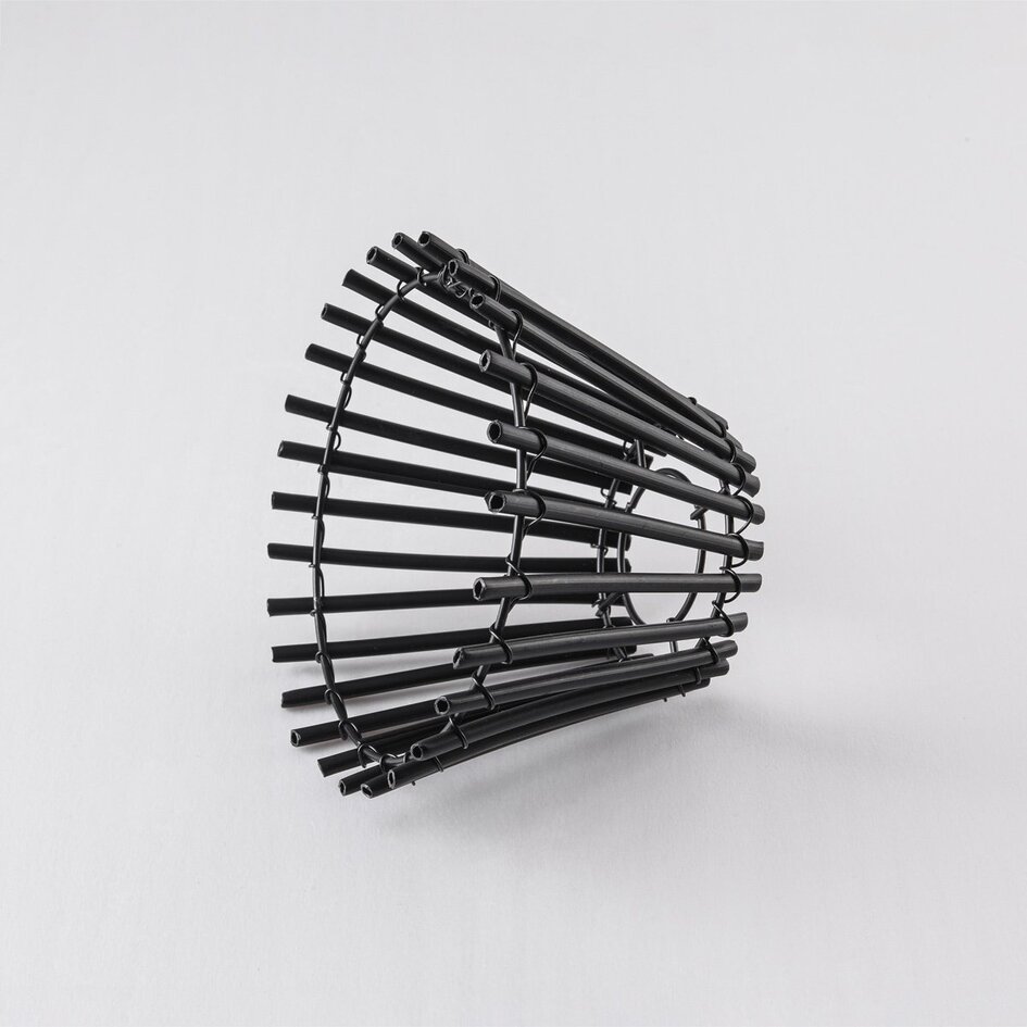 Schirm für Illu-Lichterketten-Lampen mit Rattan-Look - schwarz