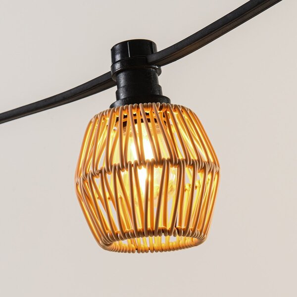 Schirm für Illu-Lichterketten-Lampen mit hellen Rattan-Look-Abdeckung