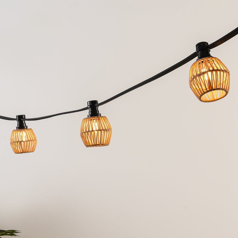 Schirm für Illu-Lichterketten-Lampen mit hellen Rattan-Look-Abdeckung