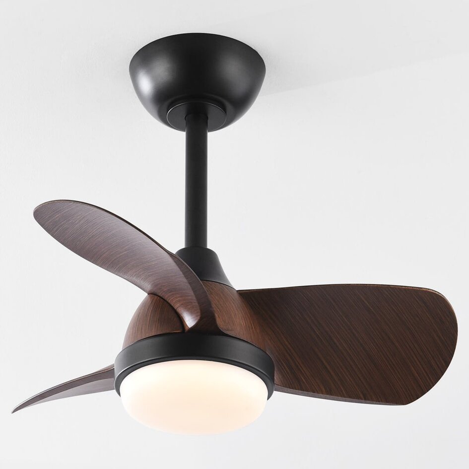 Kompakter Deckenventilator Vietor inkl. LED und Fernbedienung - schwarz mit dunkelbraun