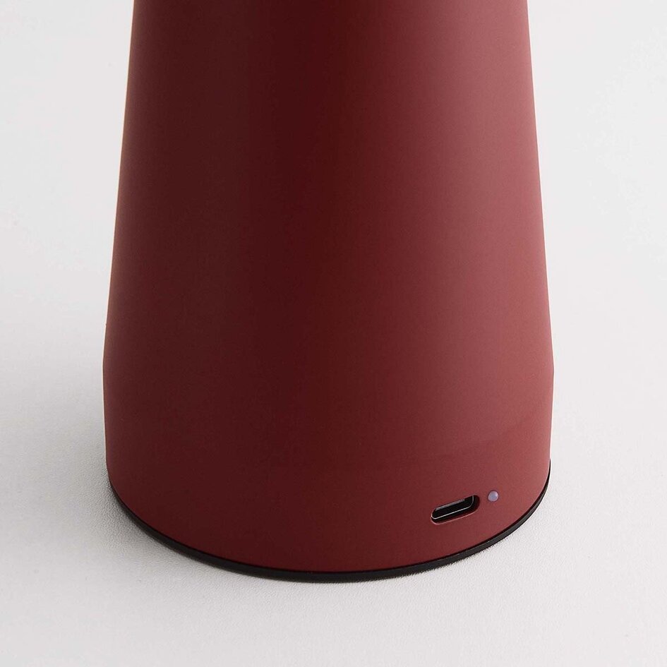 Wiederaufladbare Pilzlampe Soma in Rot mit Touch-Dimmer und einstellbarer Lichtfarbe