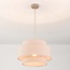 Hängelampe Corra beige mit geschichtetem Leinenschirm