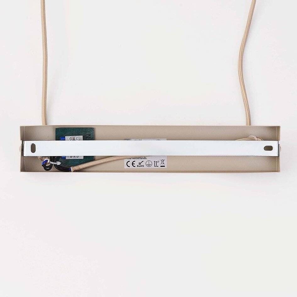 Minimalistische Hängelampe Lureva beige mit Leinen-Schirm, 2-flammig